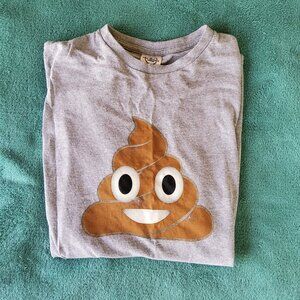 Unisex T-Shirt Emoji POOP Cartoon Size Medium  Heather Grey